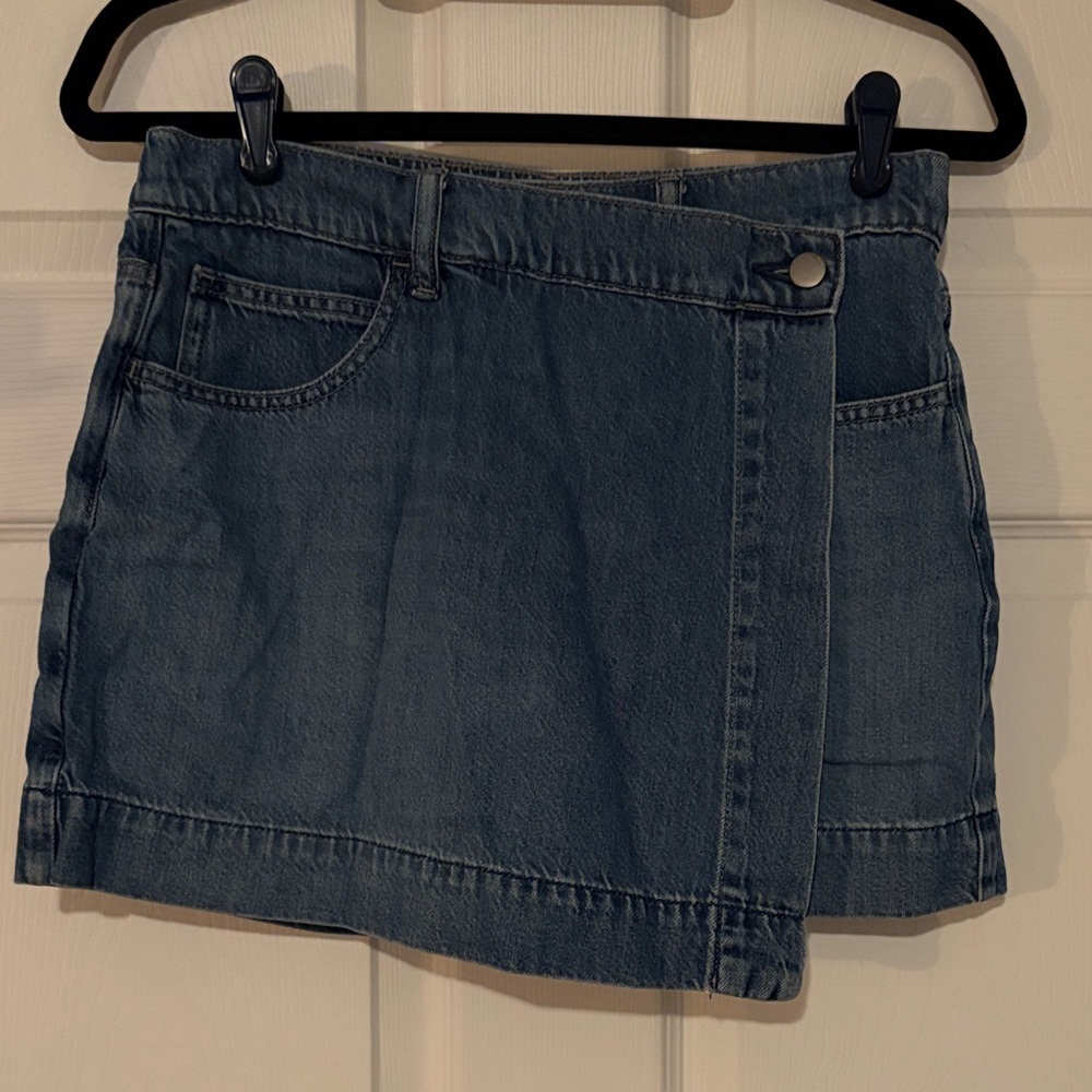 Denim Wrap Mini Skort